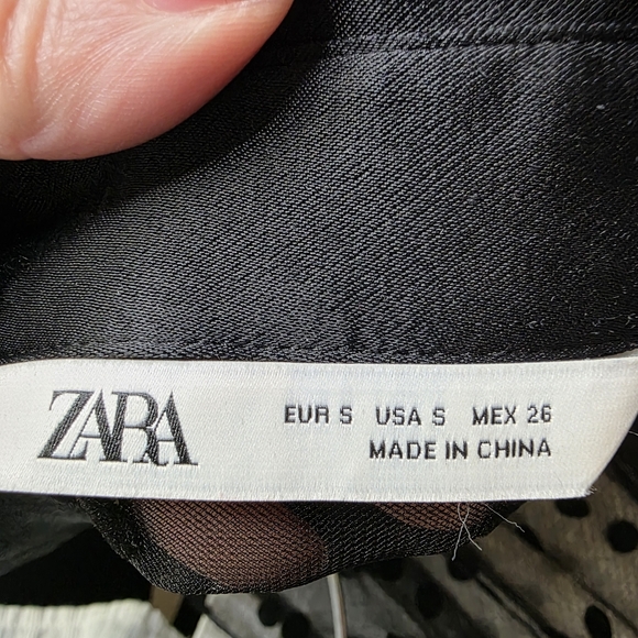 ZARA Black Sheer Polka Dot Tiered Midi Dress - Size S - Picture 9 of 10